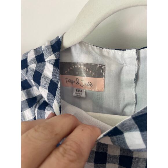 Pippa & Julie navy & white gingham top - 18m - Picture 4 of 5